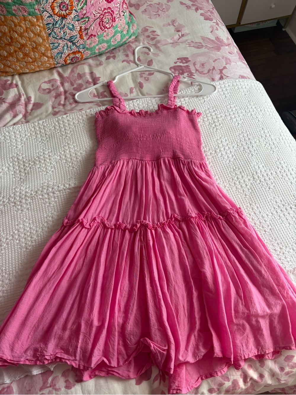 Altar'd State Bright Pink Smocked Tiered Sundress